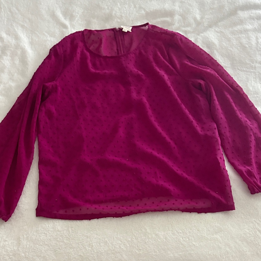 J. Crew Deep Magenta Sheer Blouse